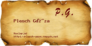 Plesch Géza névjegykártya